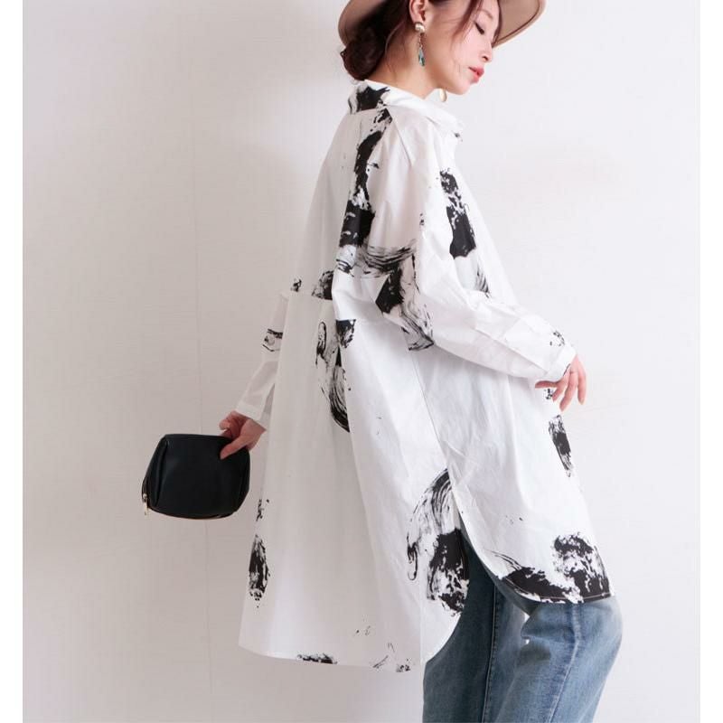 大きいサイズ レディース モノトーンデザインチュニックシャツ　gold793【メール便可】 ホワイト