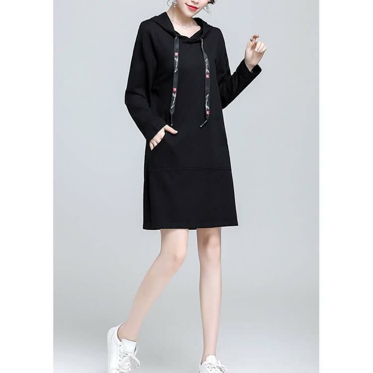 大きいサイズ レディース パーカーワンピース　goldy-534 ブラック