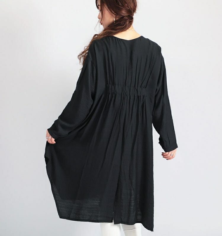 大きいサイズ レディース モノトーン柄シャツチュニックワンピース　gold802