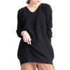 大きいサイズ レディース Vネックチュニック丈ニット　suri-3211 ブラック