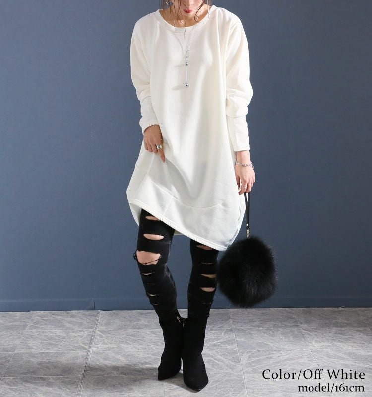 大きいサイズ レディース 裏起毛コクーンチュニック　suri-3212