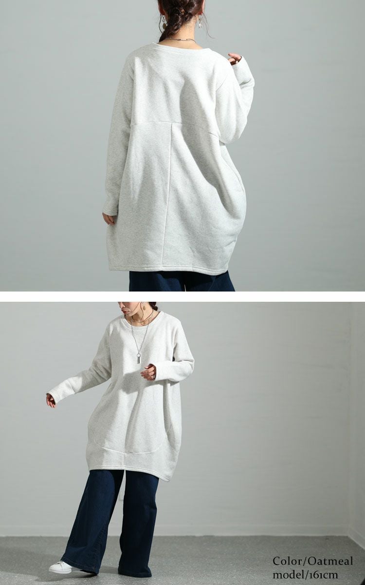 大きいサイズ レディース 裏起毛コクーンチュニック　suri-3212