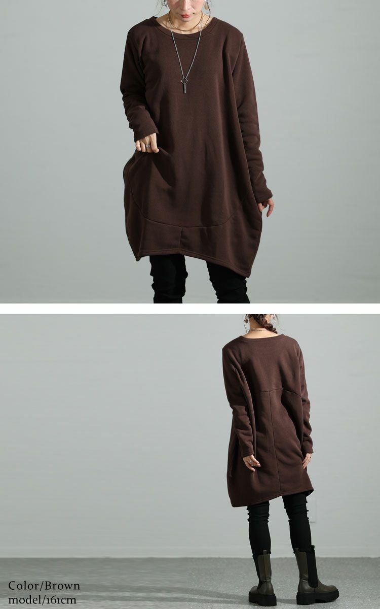 大きいサイズ レディース 裏起毛コクーンチュニック　suri-3212