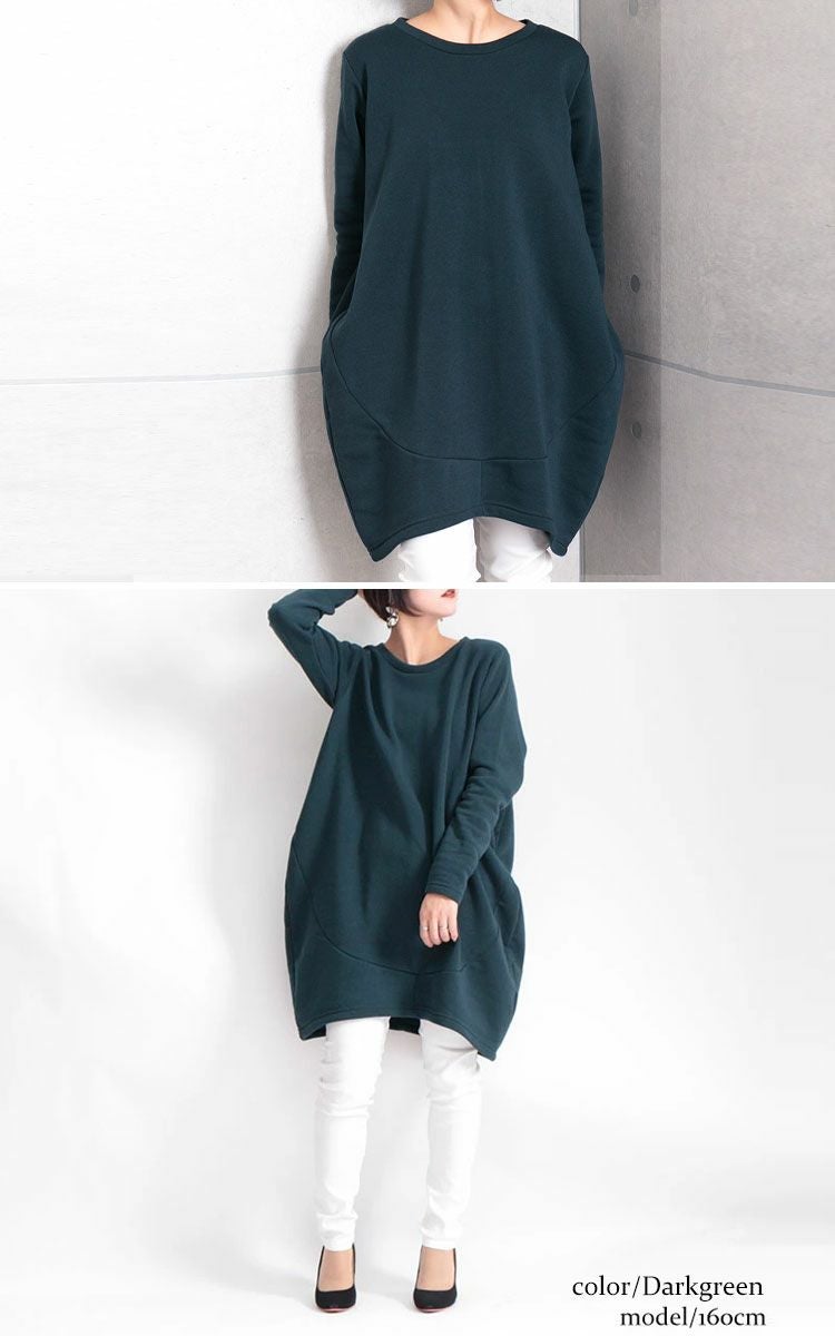 大きいサイズ レディース 裏起毛コクーンチュニック　suri-3212