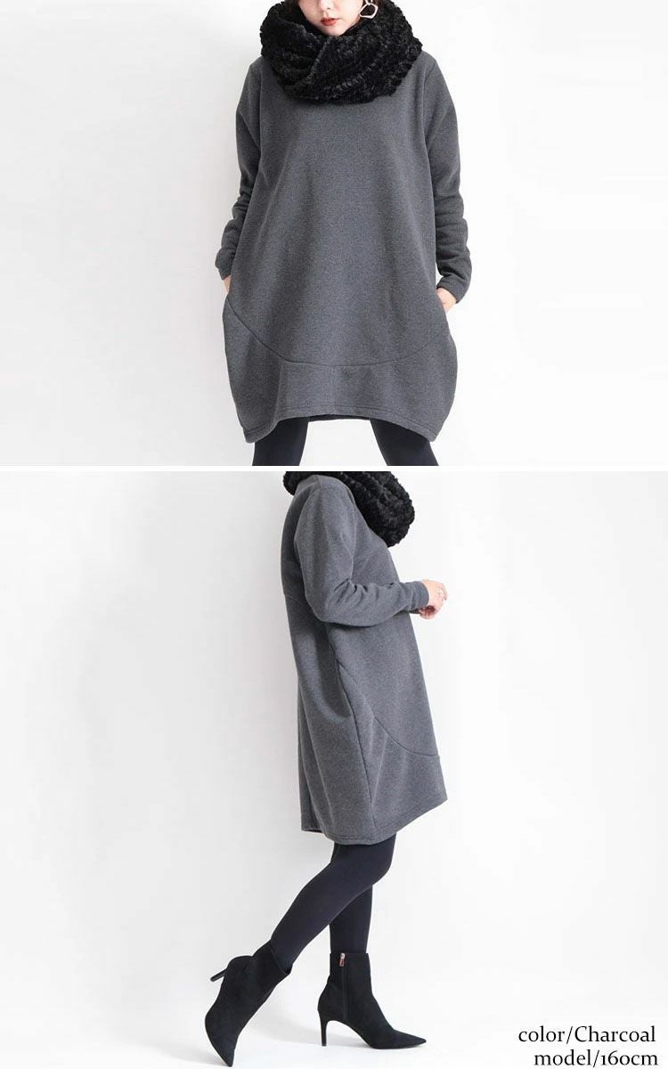 大きいサイズ レディース 裏起毛コクーンチュニック　suri-3212