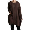 大きいサイズ レディース 裏起毛コクーンチュニック　suri-3212 ブラウン