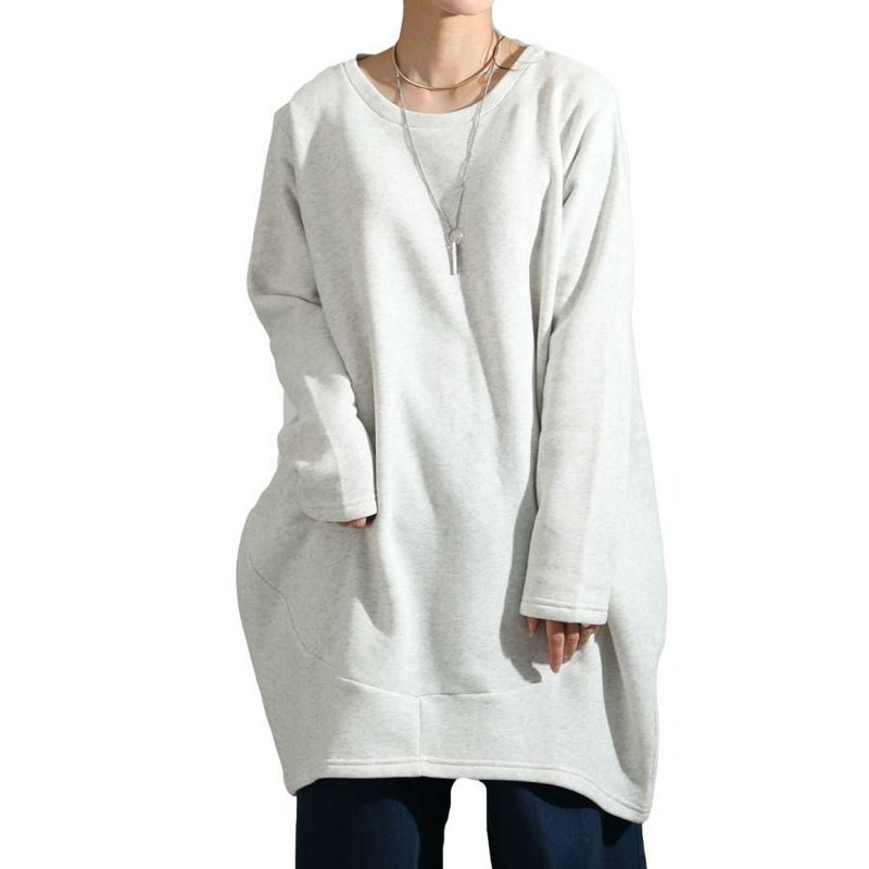 大きいサイズ レディース 裏起毛コクーンチュニック　suri-3212 オートミール