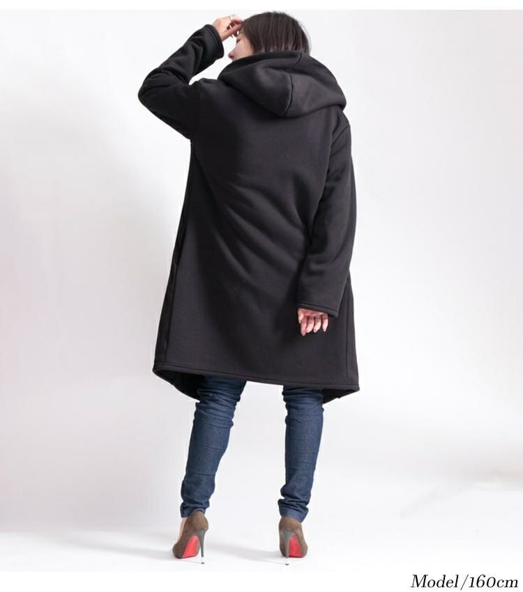 大きいサイズ レディース フード付き裏ボアコート　sw-0329