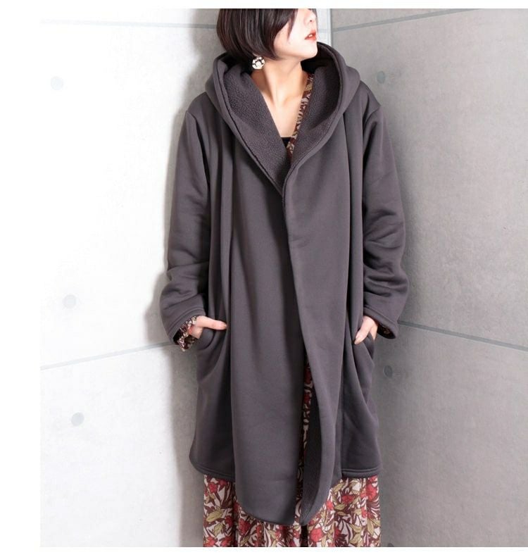 大きいサイズ レディース フード付き裏ボアコート　sw-0329