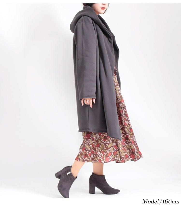 大きいサイズ レディース フード付き裏ボアコート　sw-0329