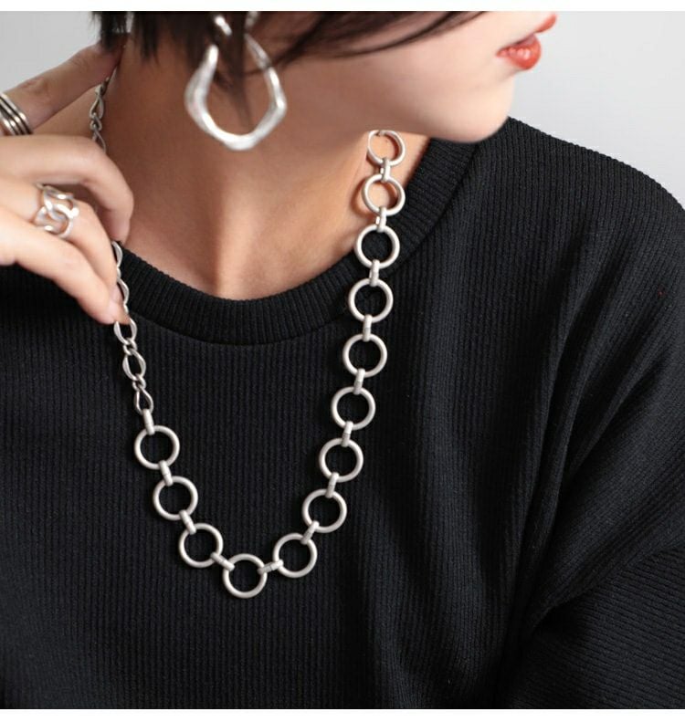 大きいサイズ レディース リングチェーンネックレス　humio-047【メール便可】