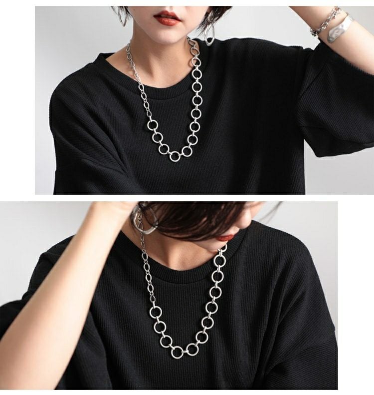 大きいサイズ レディース リングチェーンネックレス　humio-047【メール便可】