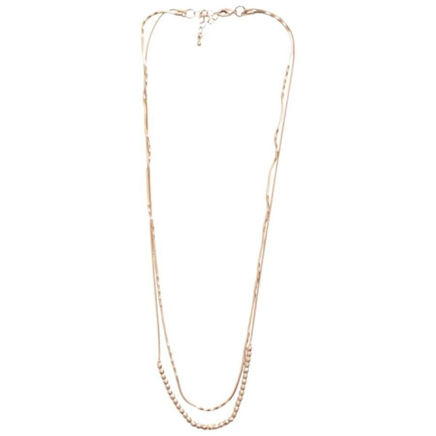 大きいサイズ レディース カットボール×チェーン2連ネックレス　humio-046【メール便可】 マットゴールド