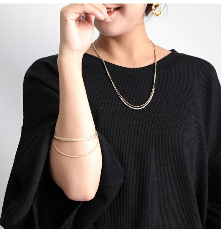 大きいサイズ レディース 2連チェーン付きバングル　humio-052【メール便可】