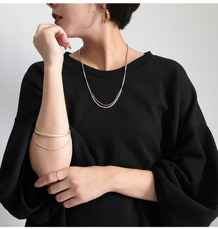 大きいサイズ レディース 2連チェーン付きバングル　humio-052【メール便可】