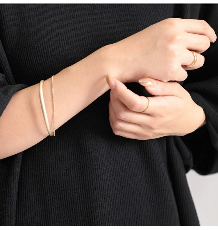 大きいサイズ レディース 2連チェーン付きバングル　humio-052【メール便可】