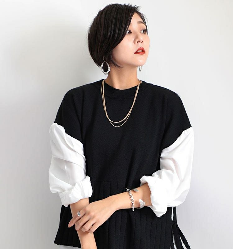 大きいサイズ レディース 2連チェーンネックレス　humio-049【メール便可】