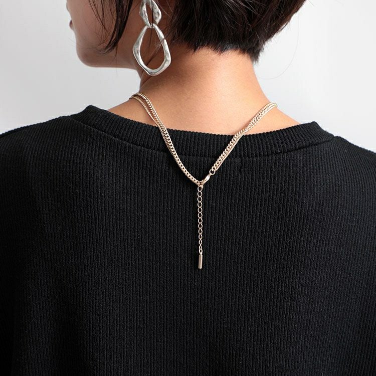 大きいサイズ レディース 2連チェーンネックレス　humio-049【メール便可】