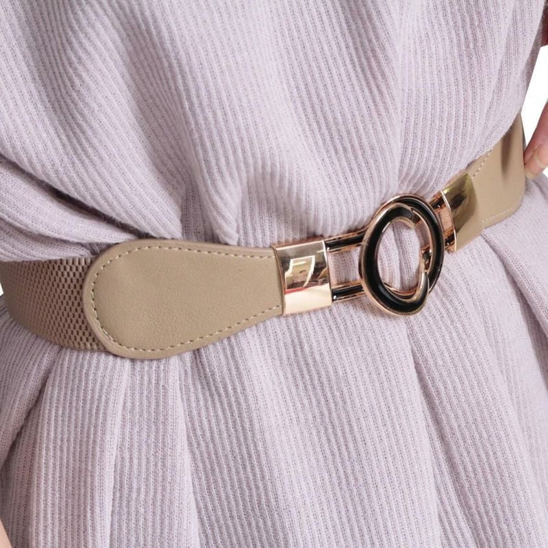 大きいサイズ レディース 8の字デザインゴムベルト　art-130-58【メール便可】 ベージュ
