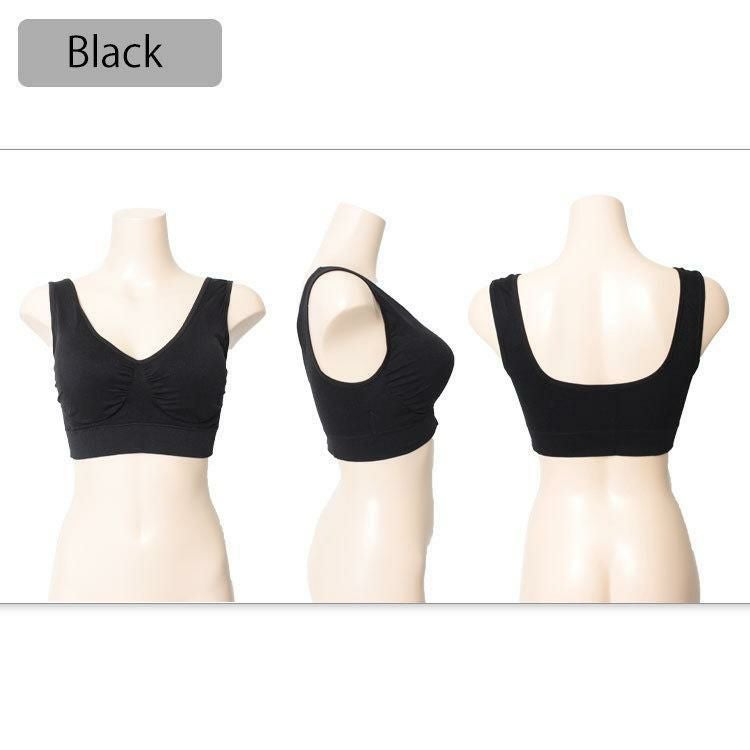 大きいサイズ レディース 取り外し可能カップ付きノンワイヤーブラ　goldy-540 ブラック