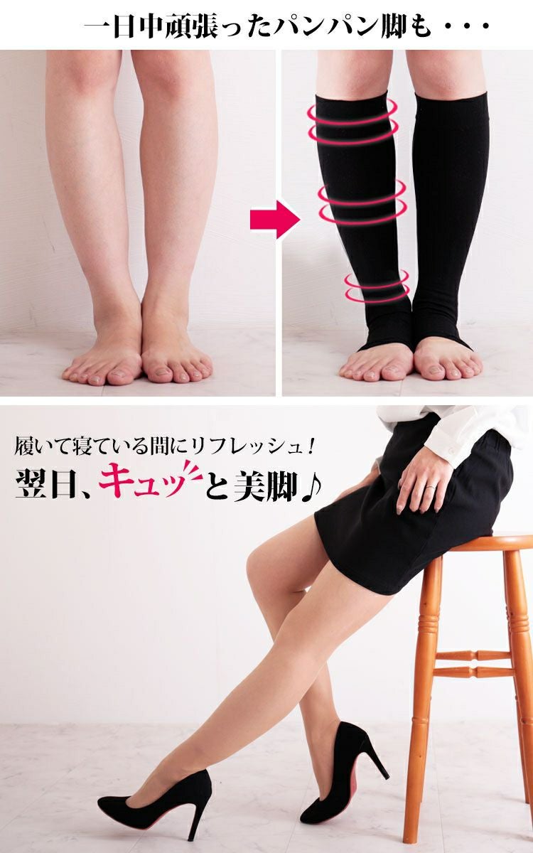 大きいサイズ レディース オープントゥ着圧ナイトハイソックス　pure-010【着圧ソックスのみ6点までならゆうパケット同梱可】