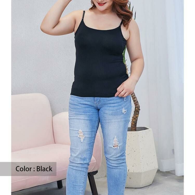 大きいサイズ レディース ブラカップ付きキャミソール　goldy-546 ブラック