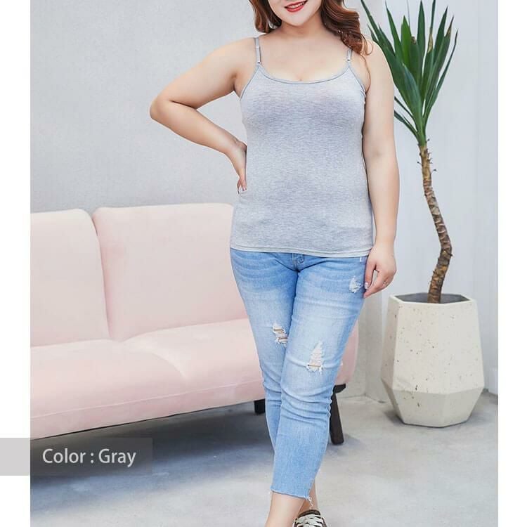 大きいサイズ レディース ブラカップ付きキャミソール　goldy-546 グレー