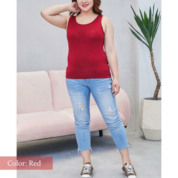 大きいサイズ レディース ブラカップ付きタンクトップ　goldy-545 レッド