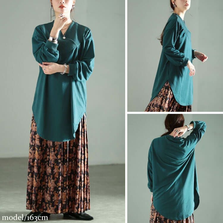 大きいサイズ レディース 太リブ重ねVネックプルオーバー　bai-0029