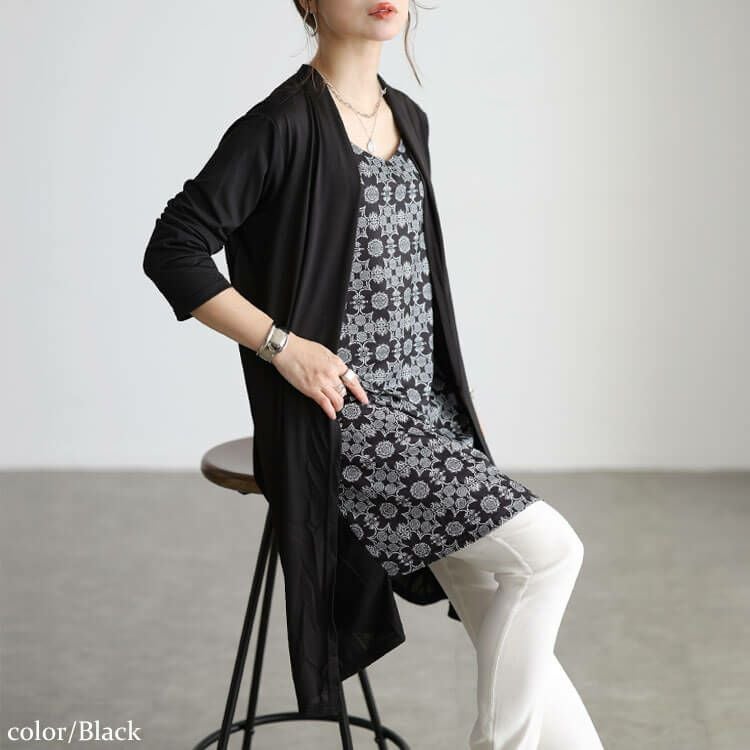 大きいサイズ レディース トッパー重ね着風チュニック　jp283