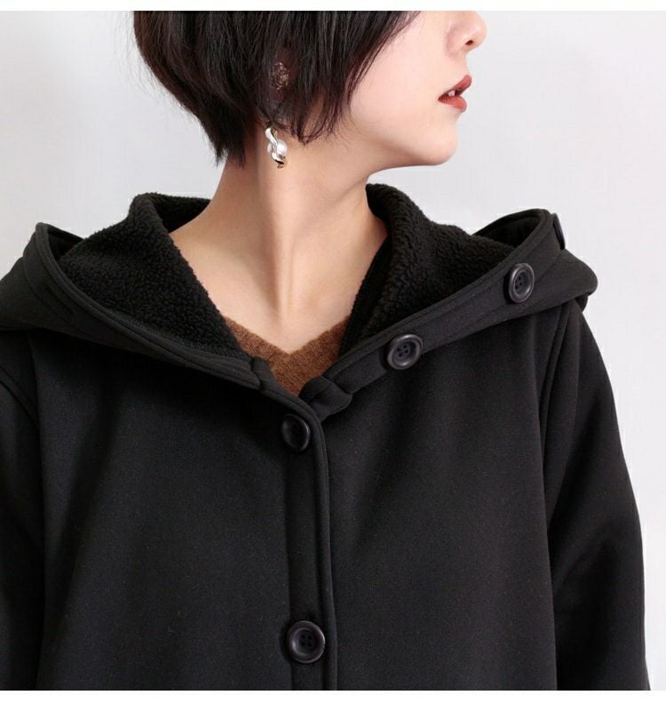 大きいサイズ レディース 裏ボアロングフードコート　nw-20025