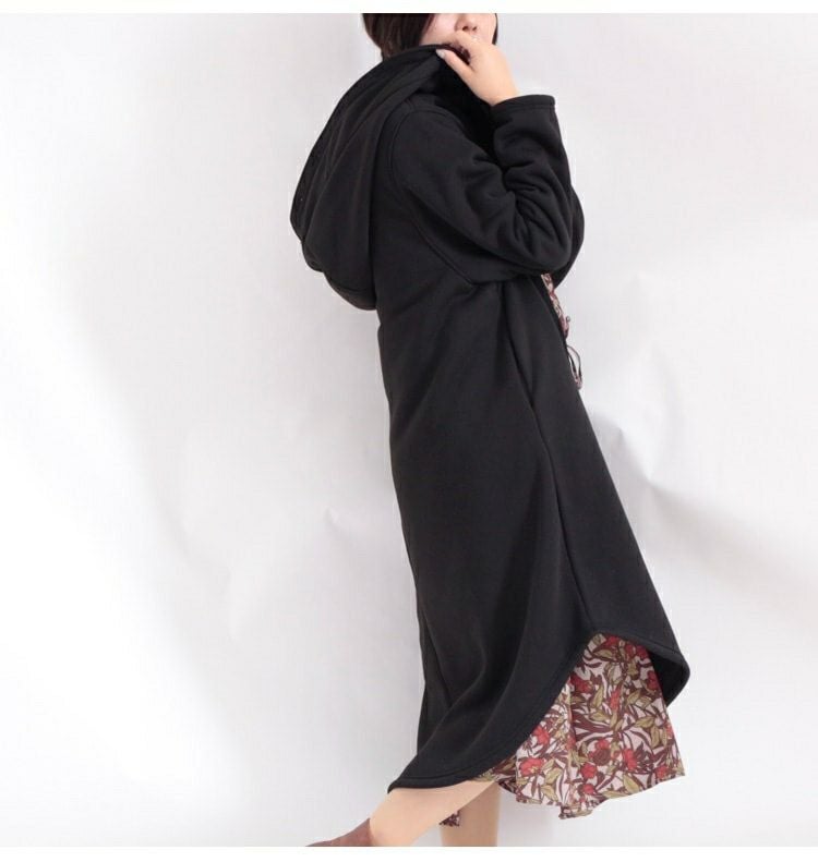 大きいサイズ レディース 裏ボアロングフードコート　nw-20025