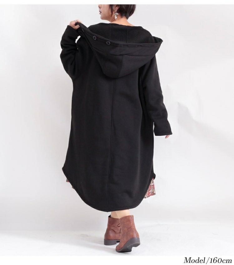 大きいサイズ レディース 裏ボアロングフードコート　nw-20025