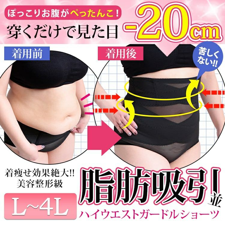 大きいサイズ レディース 脂肪吸引並みハイウエストガードルショーツ