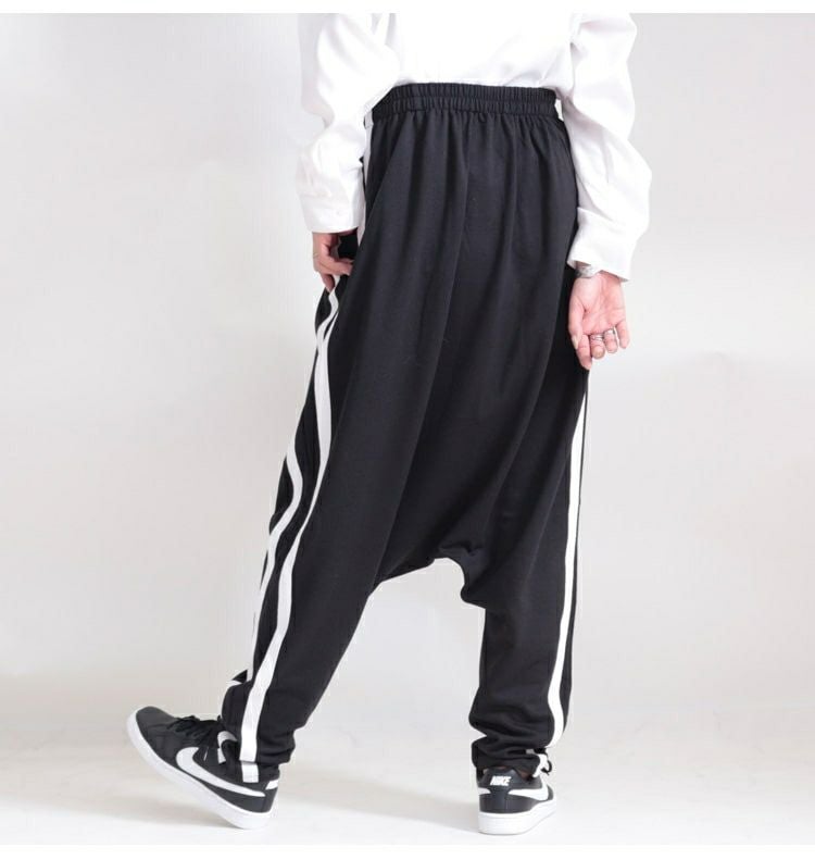 大きいサイズ レディース サイドラインサルエルパンツ　gold811