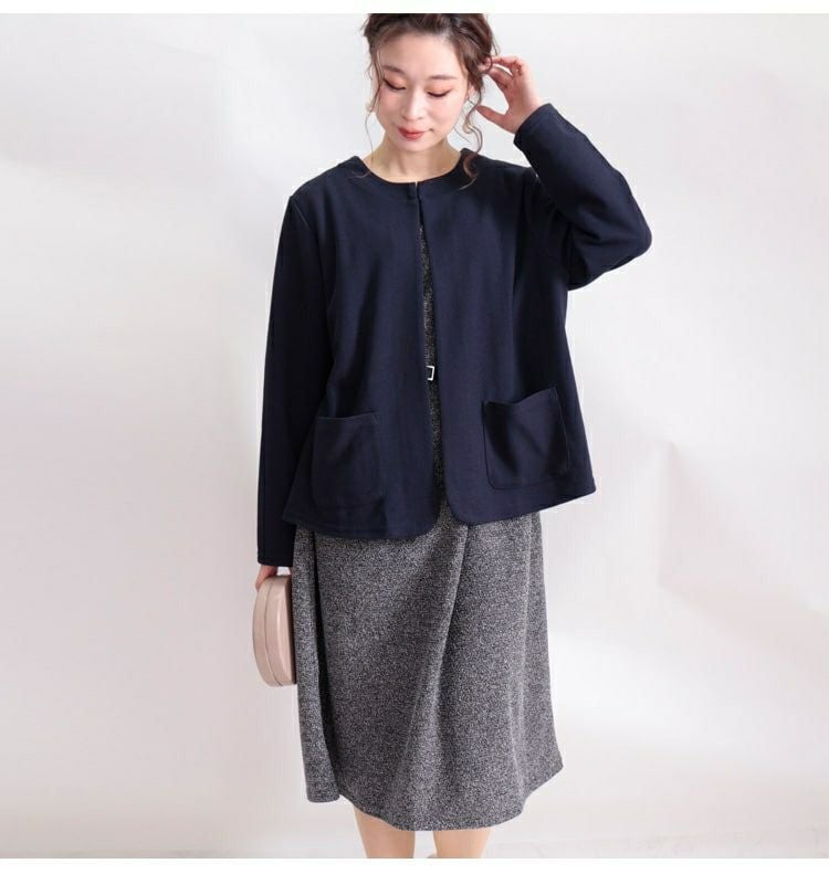 大きいサイズ レディース ノーカラージャケット　mncut-112031