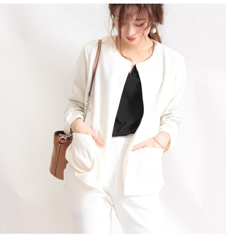 大きいサイズ レディース ノーカラージャケット　mncut-112031