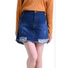 大きいサイズ レディース ダメージデニムミニスカート　tkb-127671120 ネイビー
