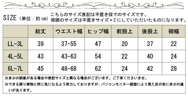 大きいサイズ レディース 3分丈 春夏用 股擦れ防止パンツ　sw-0000ss 【メール便可】