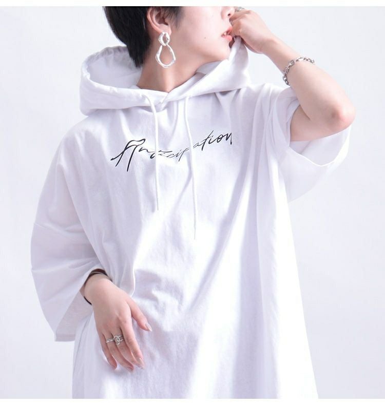 大きいサイズ レディース ビックパーカーチュニックワンピース　map-13