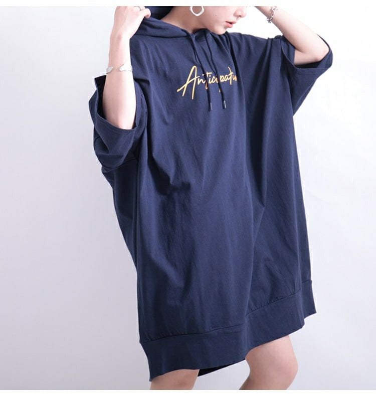 大きいサイズ レディース ビックパーカーチュニックワンピース　map-13