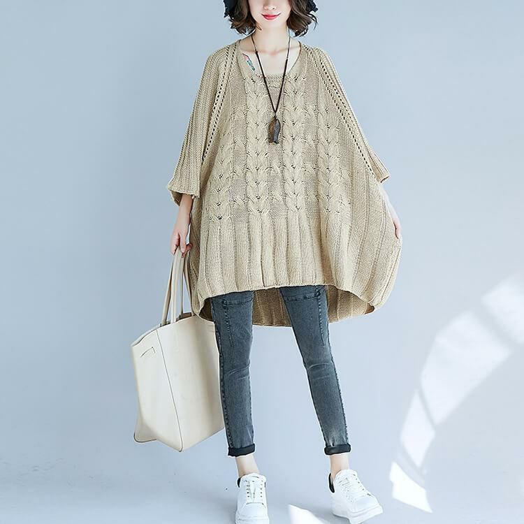 大きいサイズ レディース ビッグサイズ 七分袖サマーニット　goldy-622 ベージュ