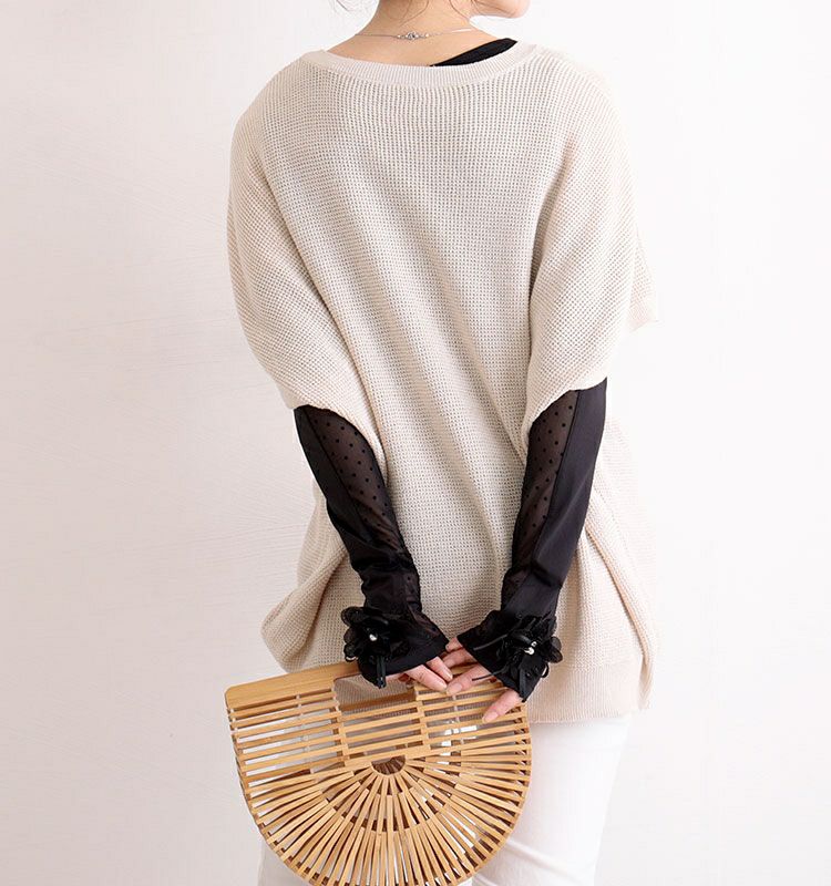 大きいサイズ レディース ビッグサイズ コサージュ付きUVカットアームカバー　jun-187 【メール便可】