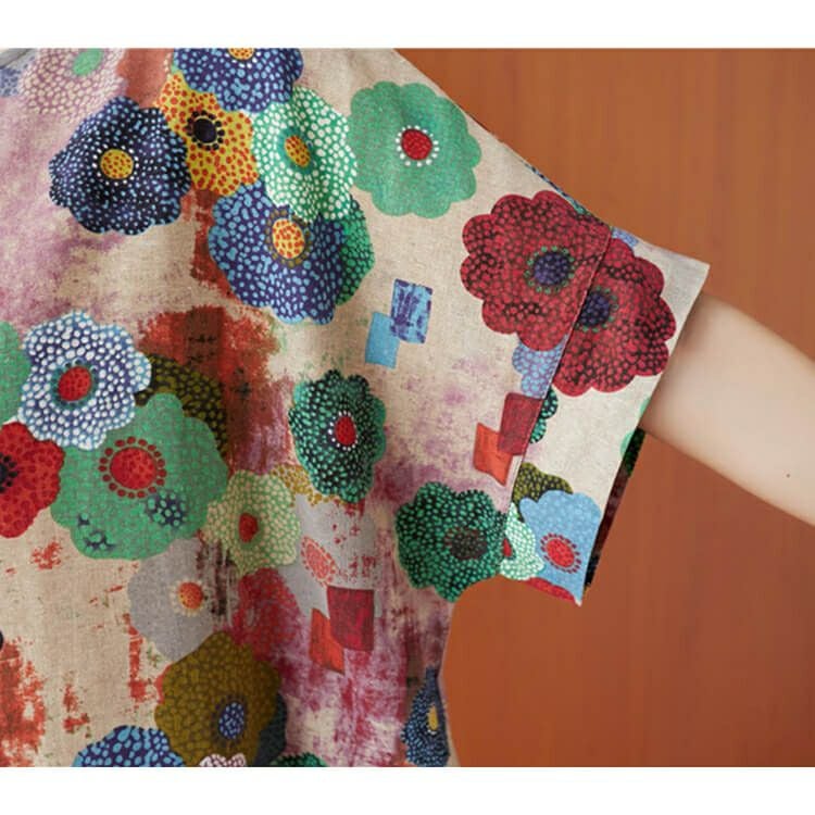 大きいサイズ レディース ビッグサイズ フラワープリント半袖ワンピース　goldy-640 【メール便可】