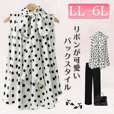 大きいサイズ レディース ビッグサイズ バックリボンドットブラウス　goldy-627 【メール便可】