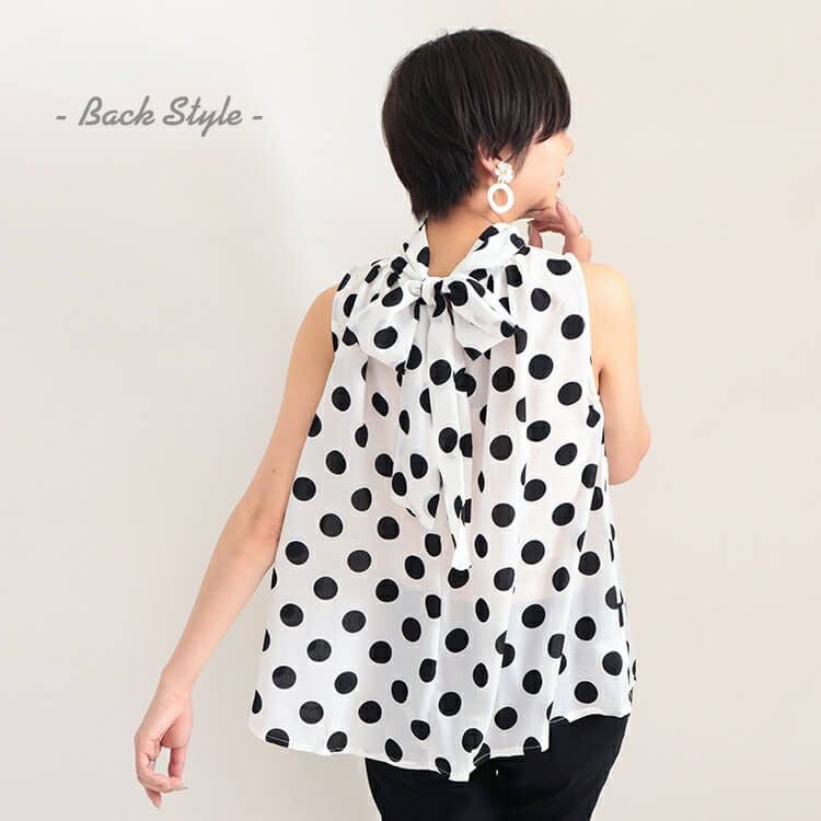 大きいサイズ レディース ビッグサイズ バックリボンドットブラウス　goldy-627 【メール便可】