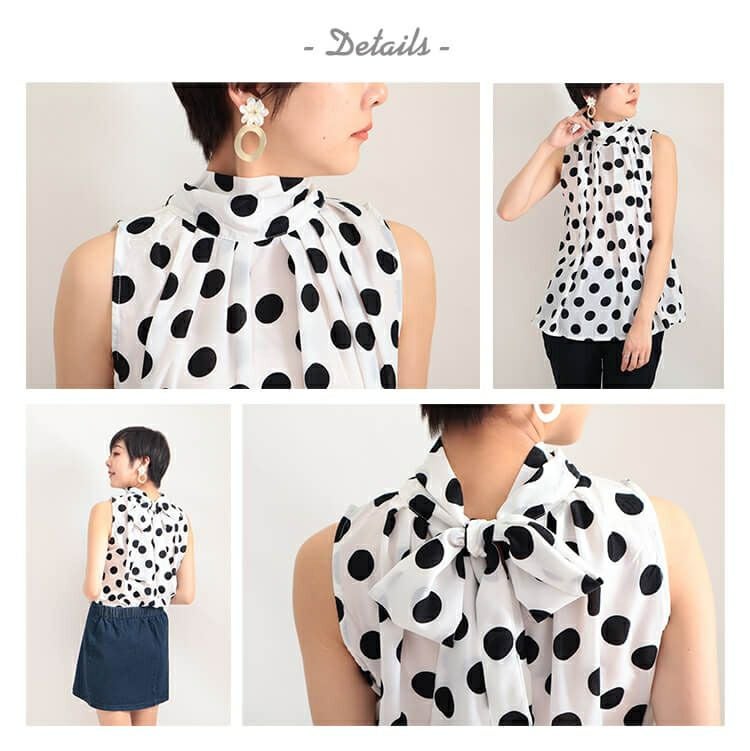 大きいサイズ レディース ビッグサイズ バックリボンドットブラウス　goldy-627 【メール便可】