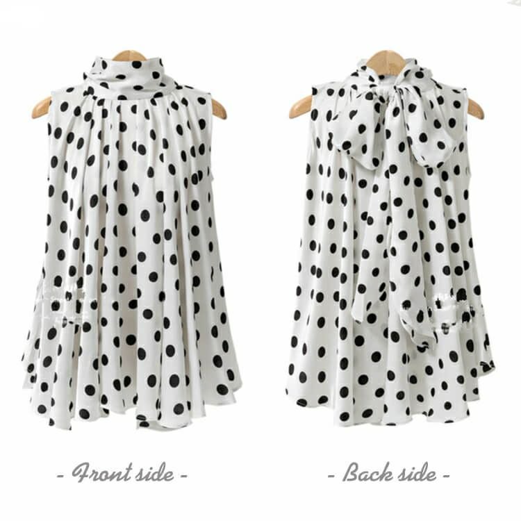 大きいサイズ レディース ビッグサイズ バックリボンドットブラウス　goldy-627 【メール便可】