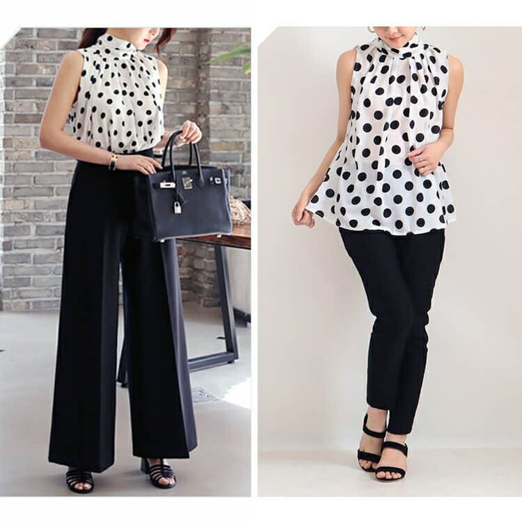 大きいサイズ レディース ビッグサイズ バックリボンドットブラウス　goldy-627 【メール便可】