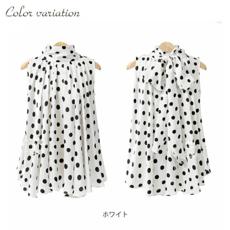 大きいサイズ レディース ビッグサイズ バックリボンドットブラウス　goldy-627 【メール便可】